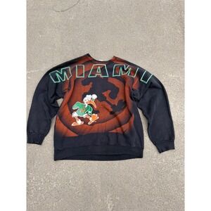 Vintage 90s Freeze Miami Hurricanes Sebastian Ibis All Over Print Sweatshirt XL